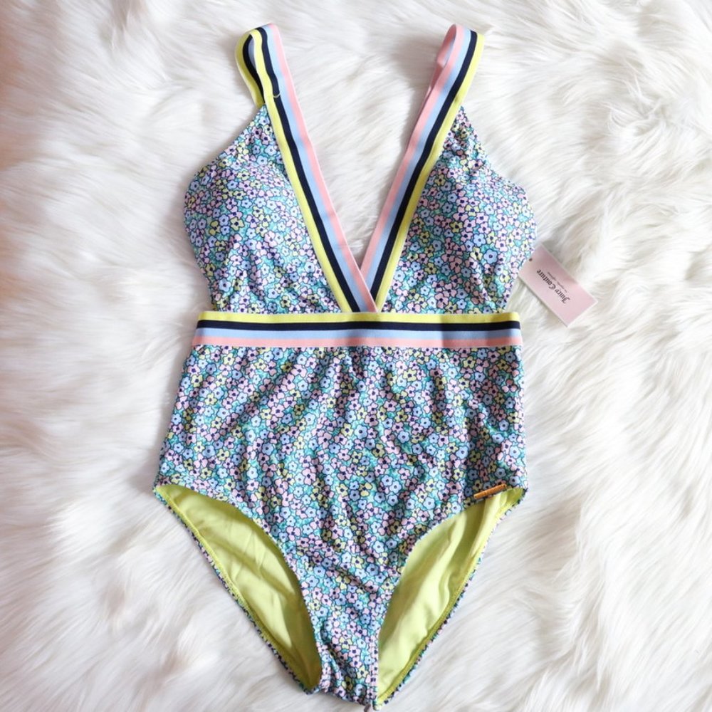 Juicy Couture Hipster Blue Floral One Piece Sz S